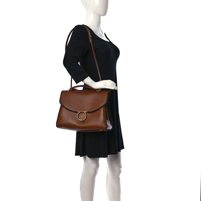 Salvatore Ferragamo Calfskin Whip Stitch Medium Margot Flap Bag Tan 2 of 9