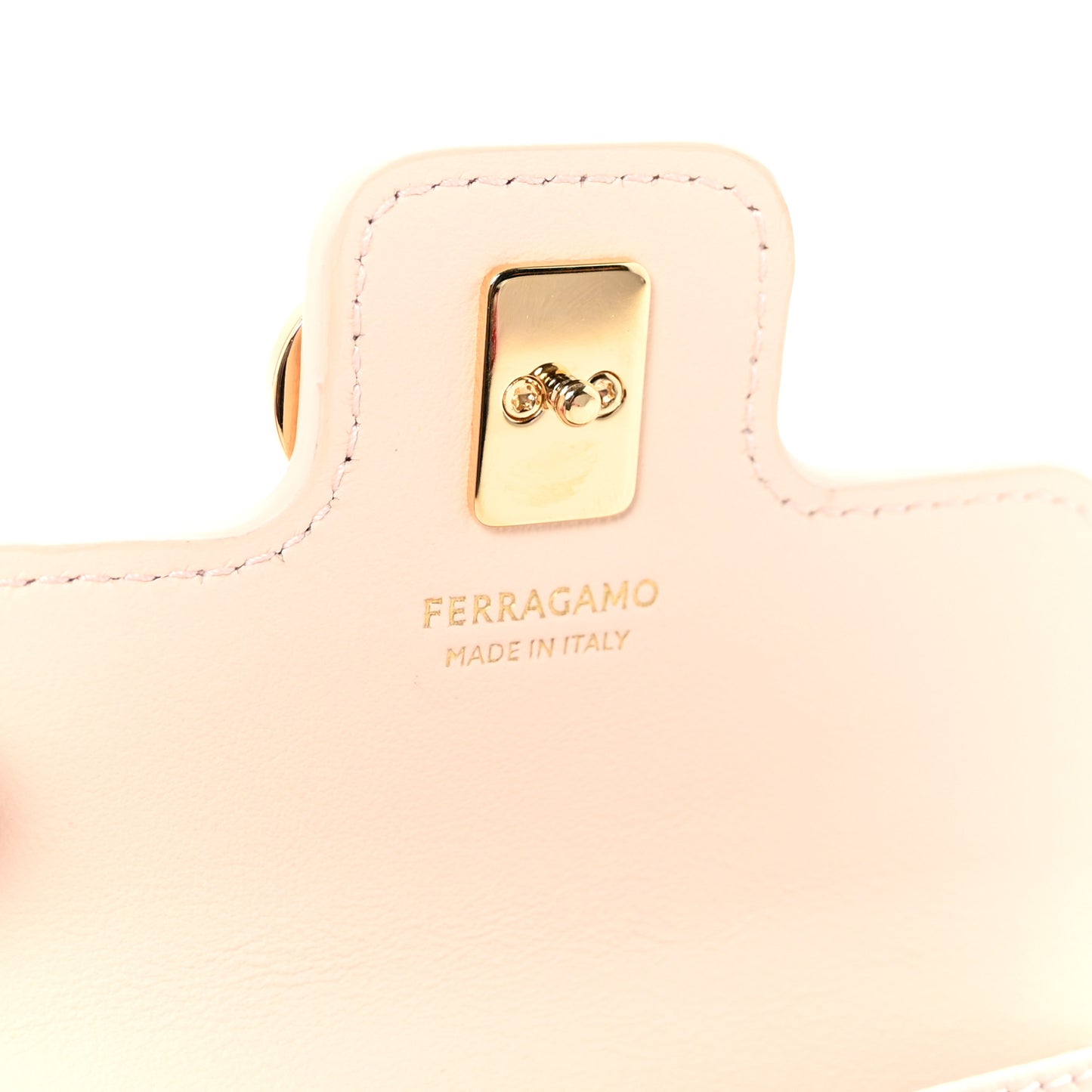 Hammered Calfskin Gancini Key Holder Ballet Pink