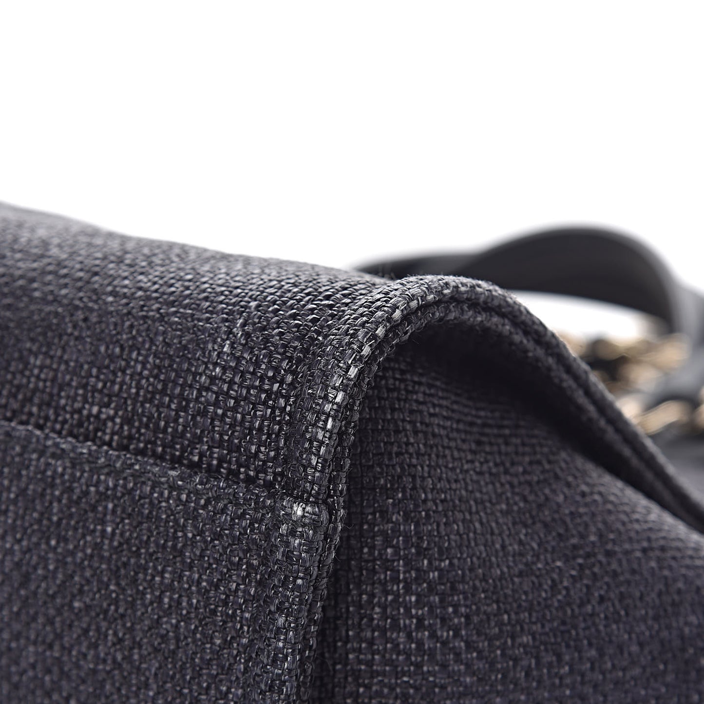 Woven Straw Raffia Large Deauville Tote Black