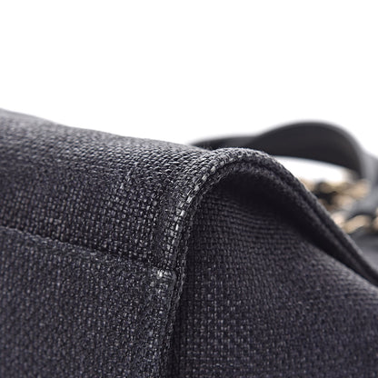 Chanel Woven Straw Raffia Large Deauville Tote Black 11 of 14