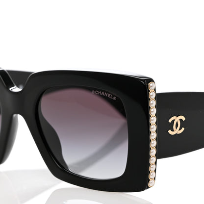 Chanel Acetate Pearl Rectangle Sunglasses 5480-H-A Black 7 of 8