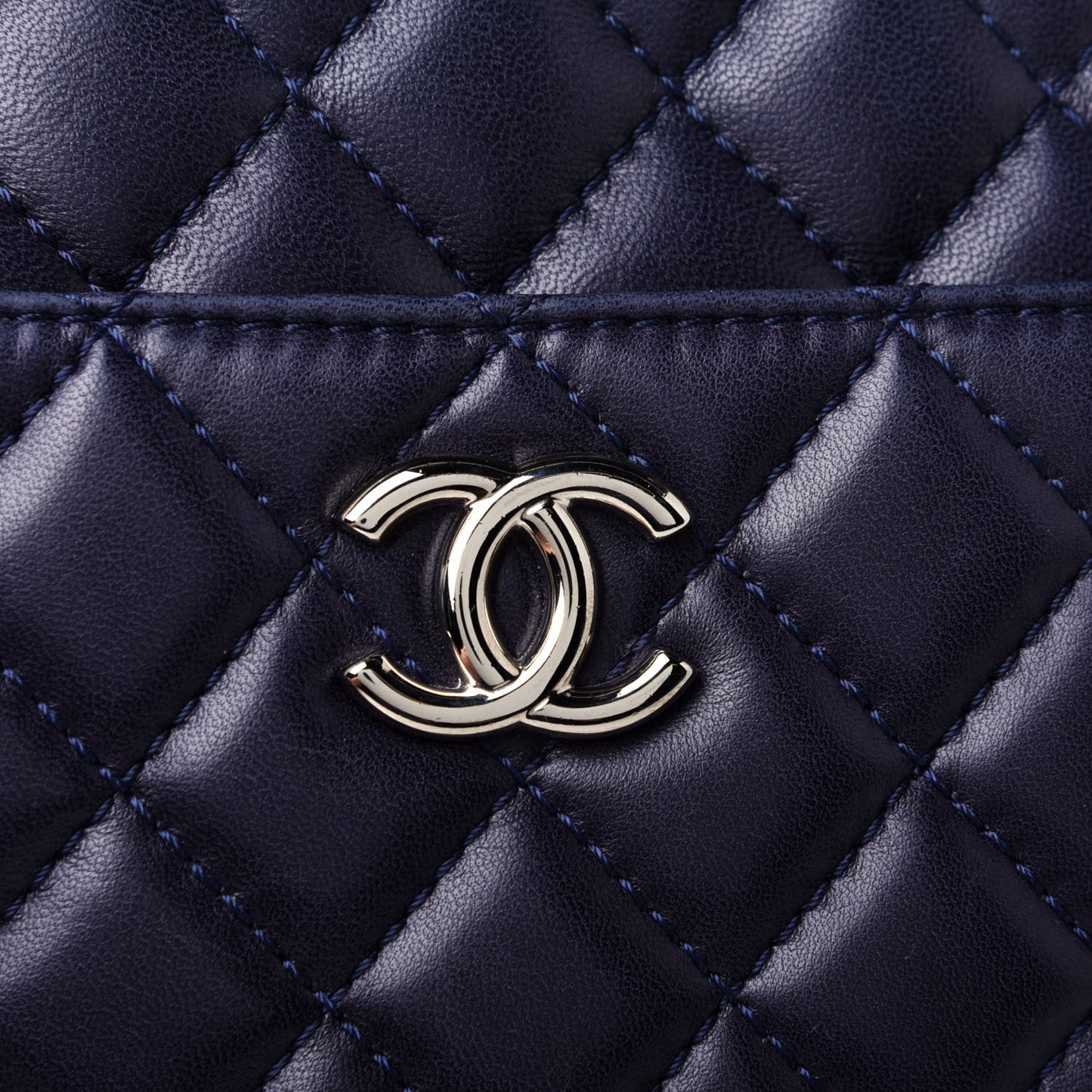 Lambskin Quilted Medium Camera Case Dark Navy Blue
