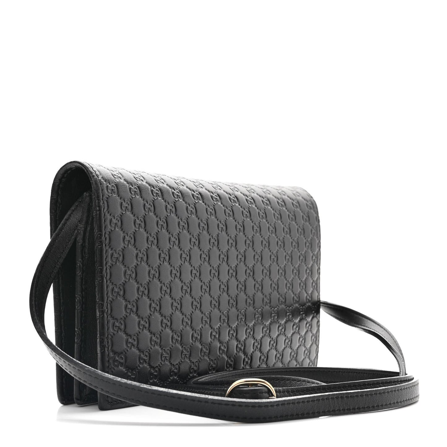 Microguccissima Crossbody Wallet Black