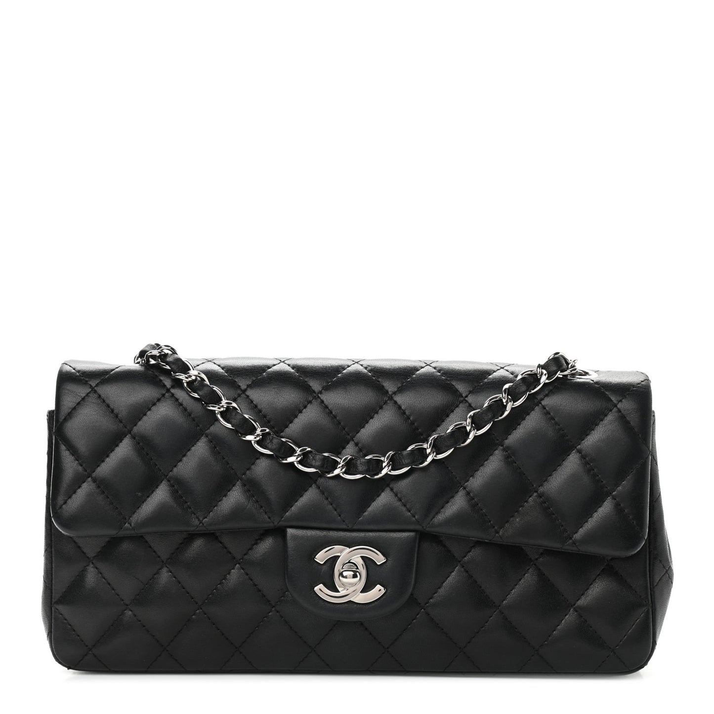 Lambskin Quilted East West Flap Black