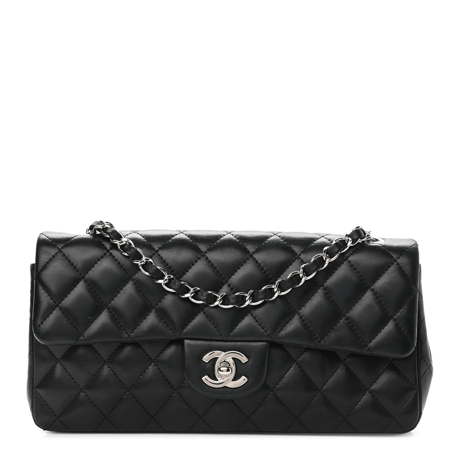 Chanel Lambskin Quilted East West Flap Black 1 of 12