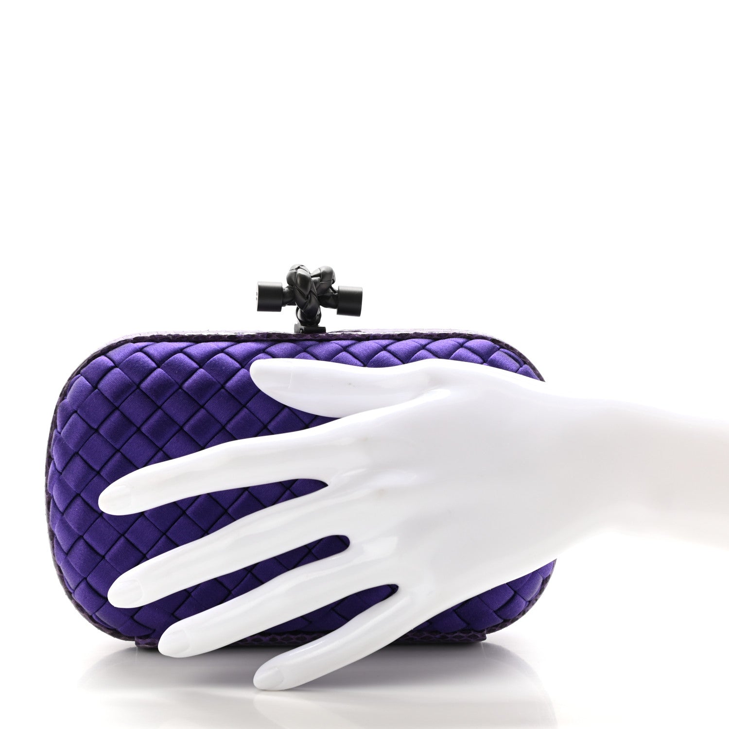 Bottega Veneta Satin Intreccio Impero Ayers Knot Clutch Purple 2 of 8