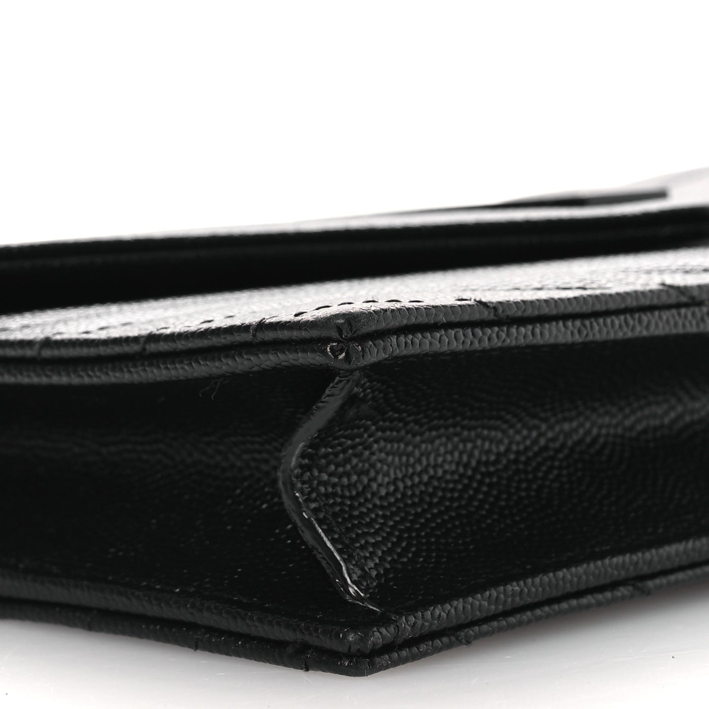 Grain De Poudre Matelasse Chevron Monogram Monochrome Envelope Chain Wallet Black