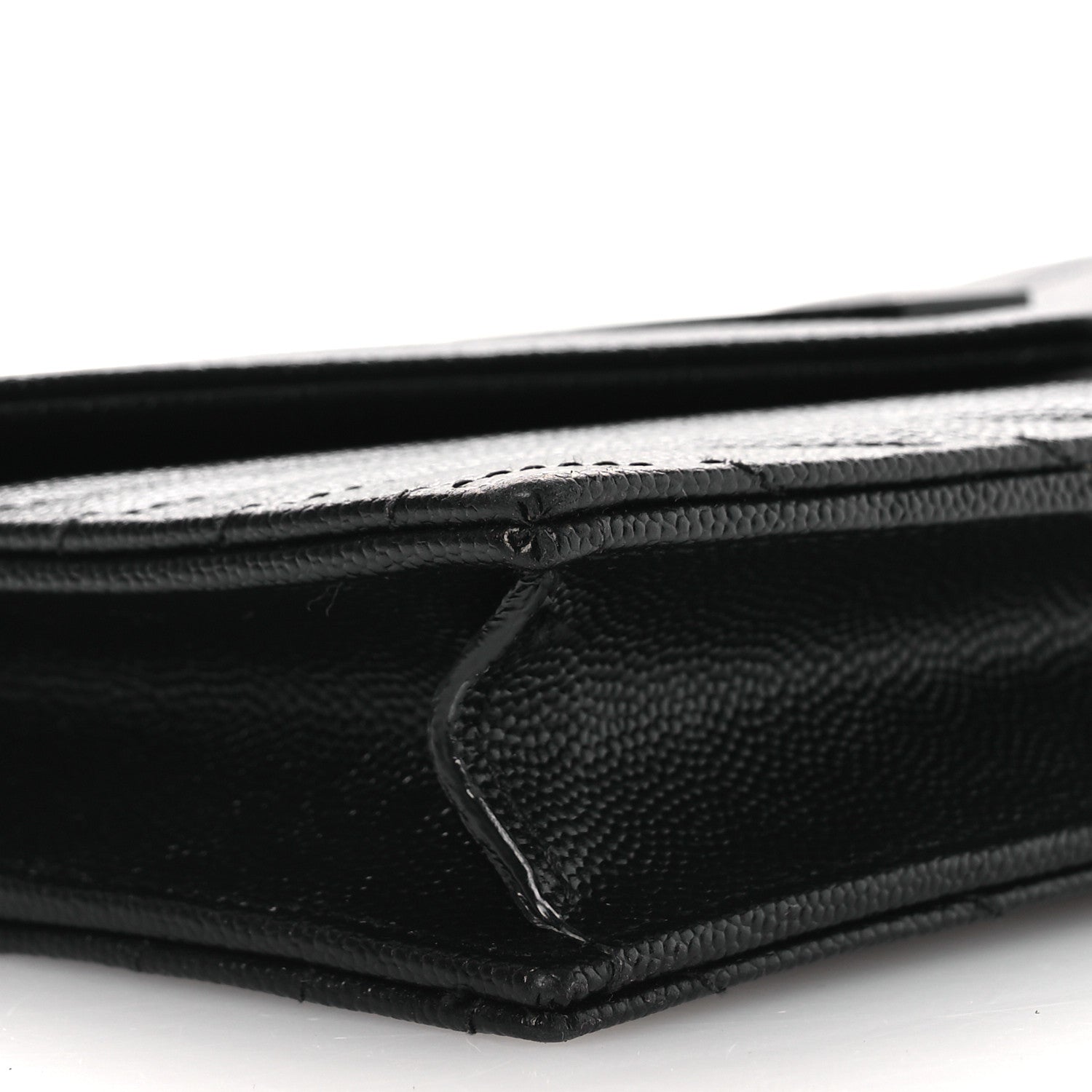Saint Laurent Grain De Poudre Matelasse Chevron Monogram Monochrome Envelope Chain Wallet Black 10 of 13