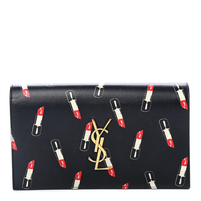 Saint Laurent Calfskin Lipstick Print Classic Monogram Kate Clutch Black 1 of 4