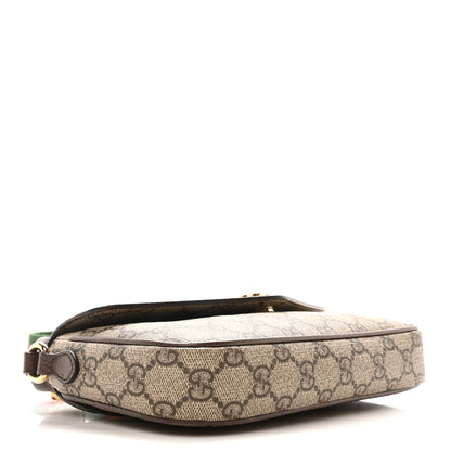 Gucci GG Supreme Monogram Textured Dollar Calfskin Web Mini Ophidia Envelope Shoulder Bag Beige Ebony New Acero 4 of 9