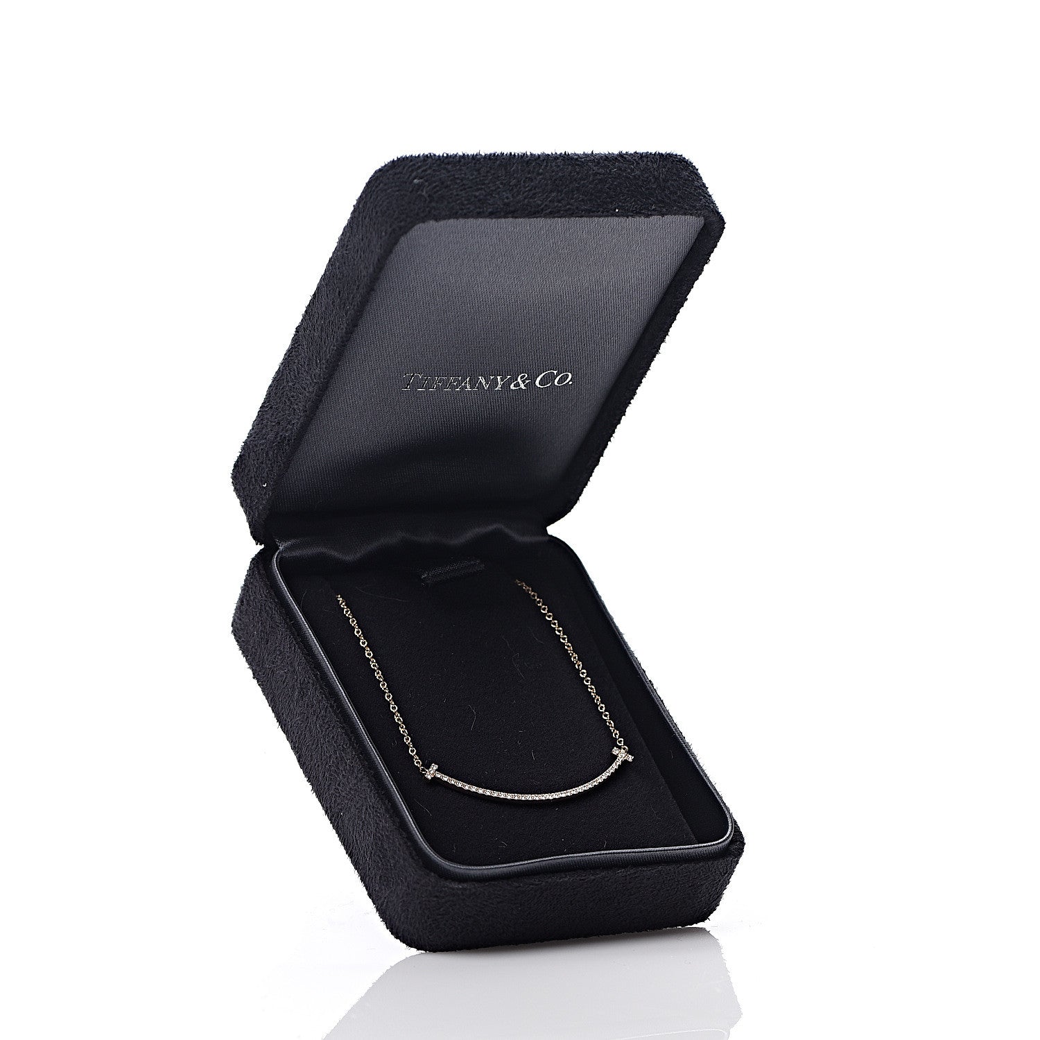 Tiffany 18K Rose Gold Diamond Small T Smile Pendant Necklace 5 of 5