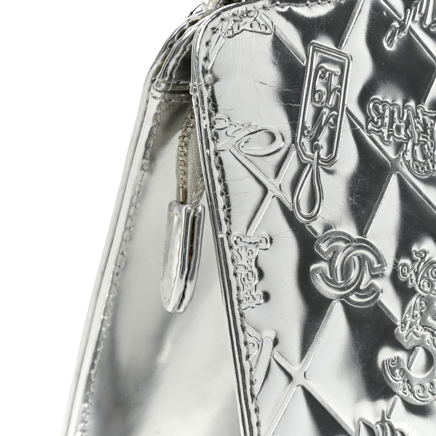 Chanel Metallic Patent Calfskin Lucky Symbols Pochette Silver 16 of 19