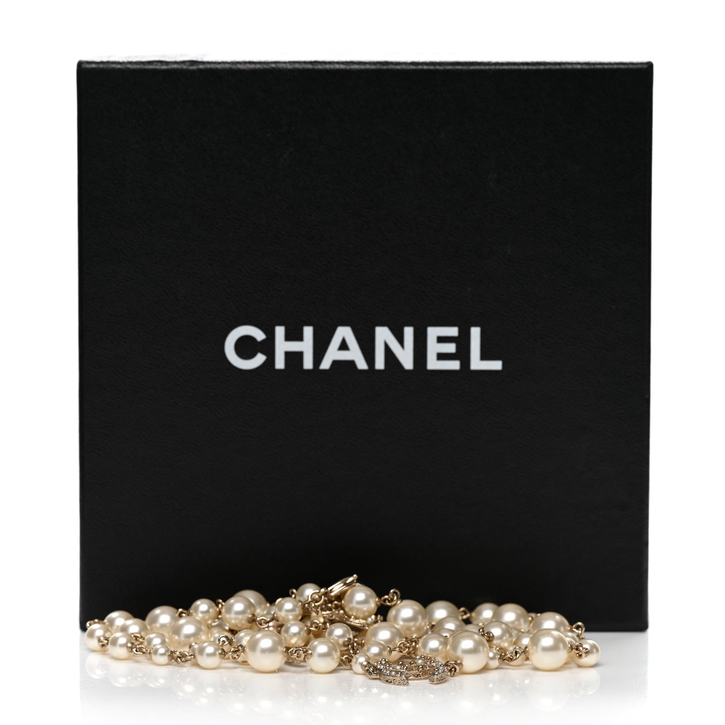 Pearl Crystal Camellia CC Necklace Gold