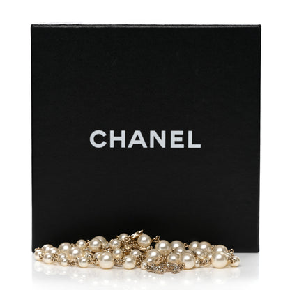 Chanel Pearl Crystal Camellia CC Necklace Gold 6 of 6