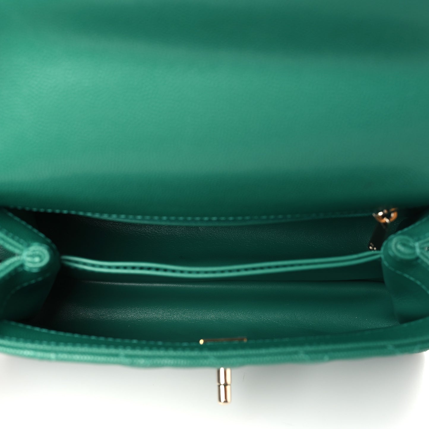 Caviar Quilted Mini Coco Handle Flap Green