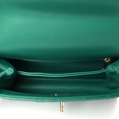 Chanel Caviar Quilted Mini Coco Handle Flap Green 5 of 9