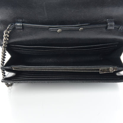 Saint Laurent Sheepskin Tri-Quilt Monogram Envelope Chain Wallet Black 4 of 10