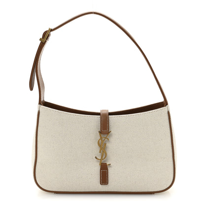 Saint Laurent Smooth Calfskin Canvas Le 5 A 7 Hobo New Senna Masoil White 1 of 12