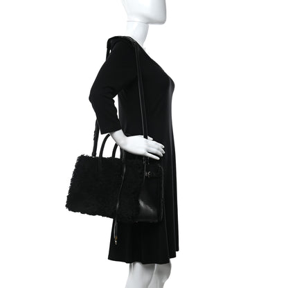 Balenciaga Shearling Calfskin Padlock Nude Work XS Bag Black 2 of 14