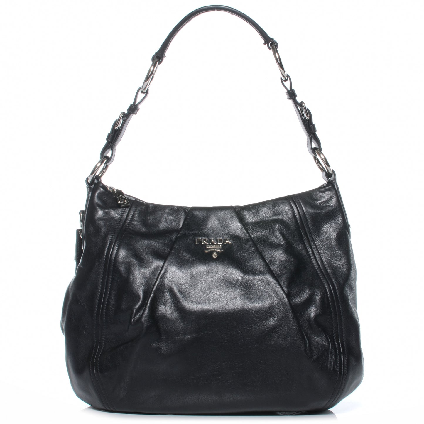 Soft Calf Pleated Hobo Nero Black