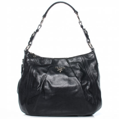 Prada Soft Calf Pleated Hobo Nero Black 1 of 10
