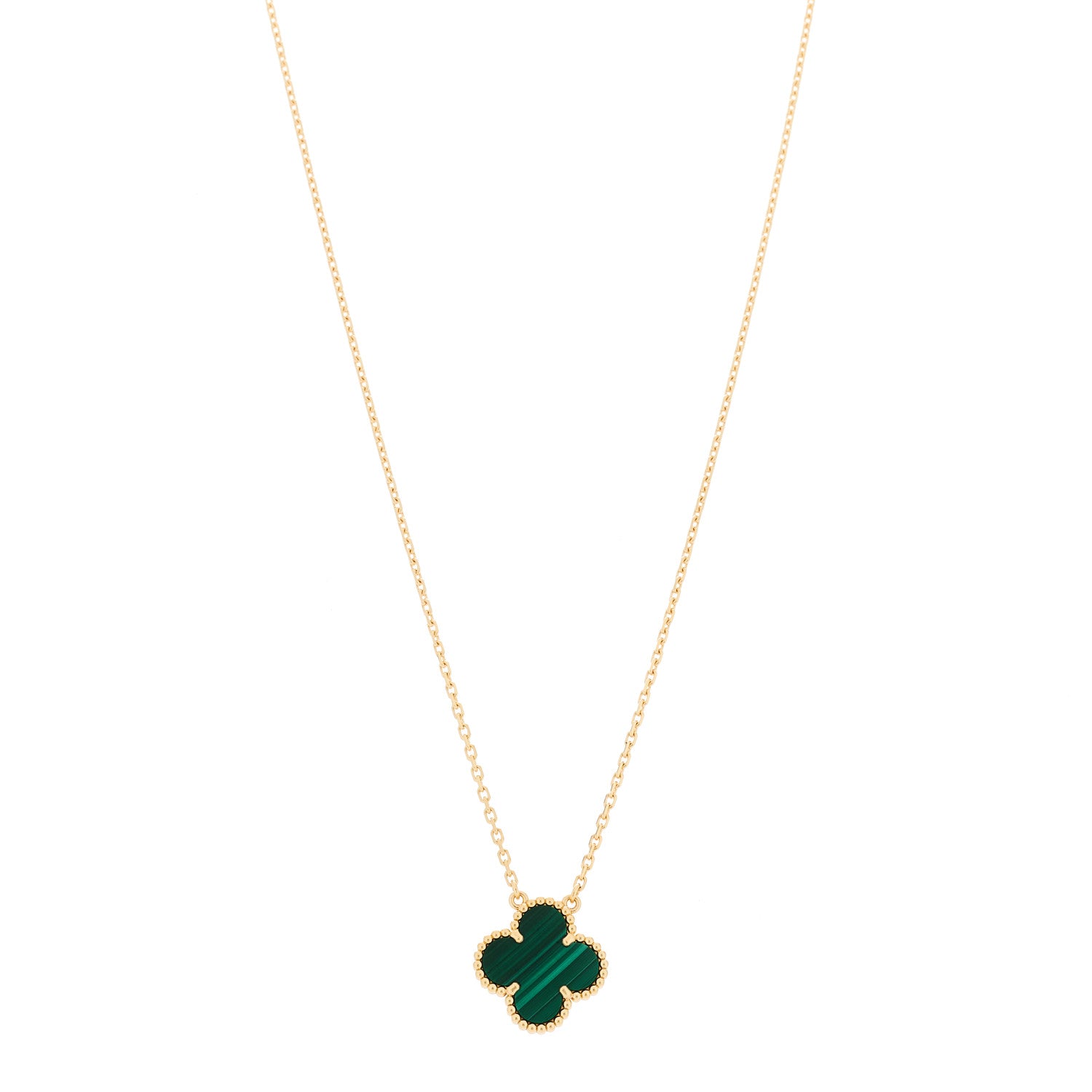 Van Cleef & Arpels 18K Yellow Gold Malachite Vintage Alhambra Pendant Necklace 1 of 6