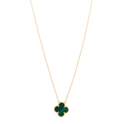 Van Cleef & Arpels 18K Yellow Gold Malachite Vintage Alhambra Pendant Necklace 1 of 6