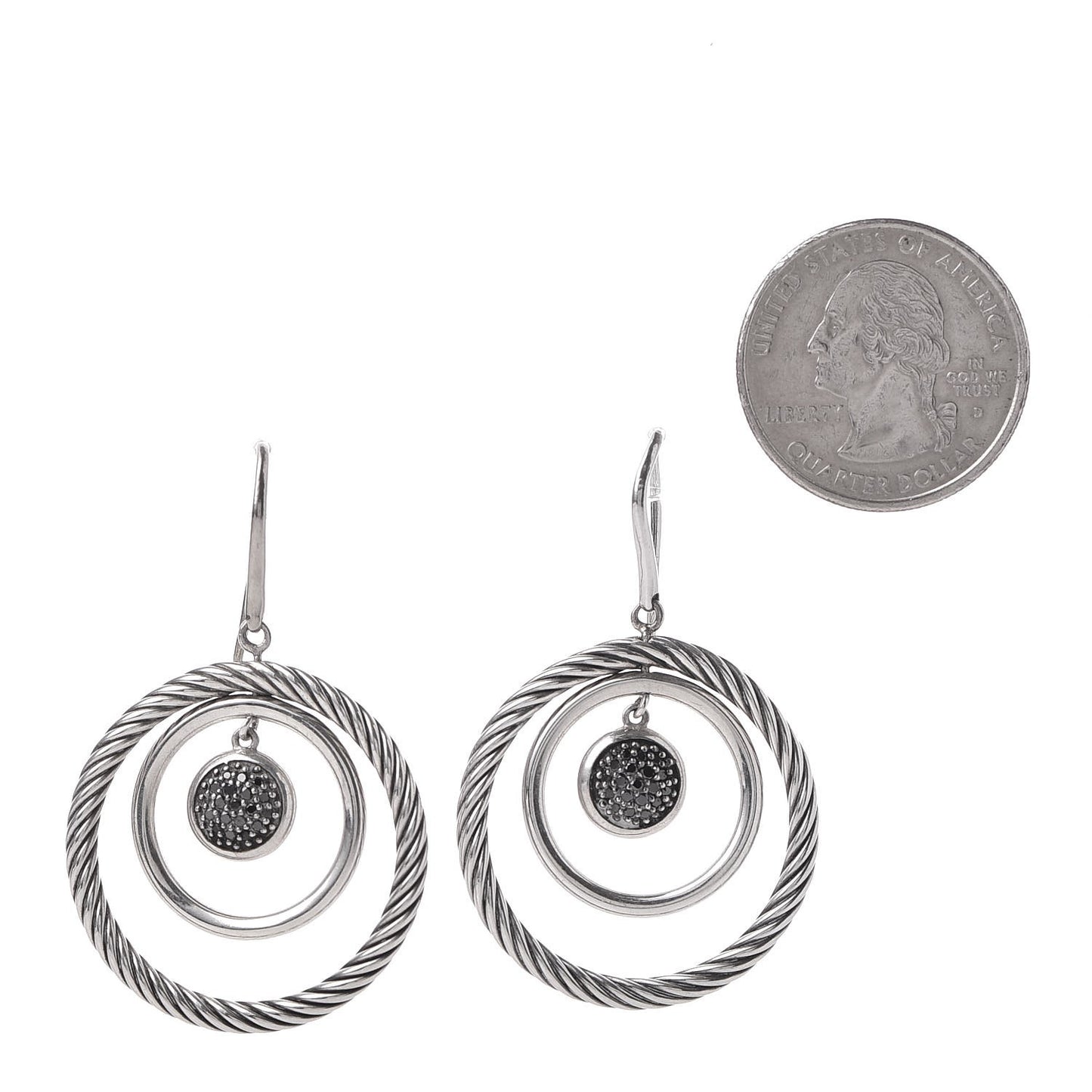 Sterling Silver Black Diamond Mobile Circle Earrings