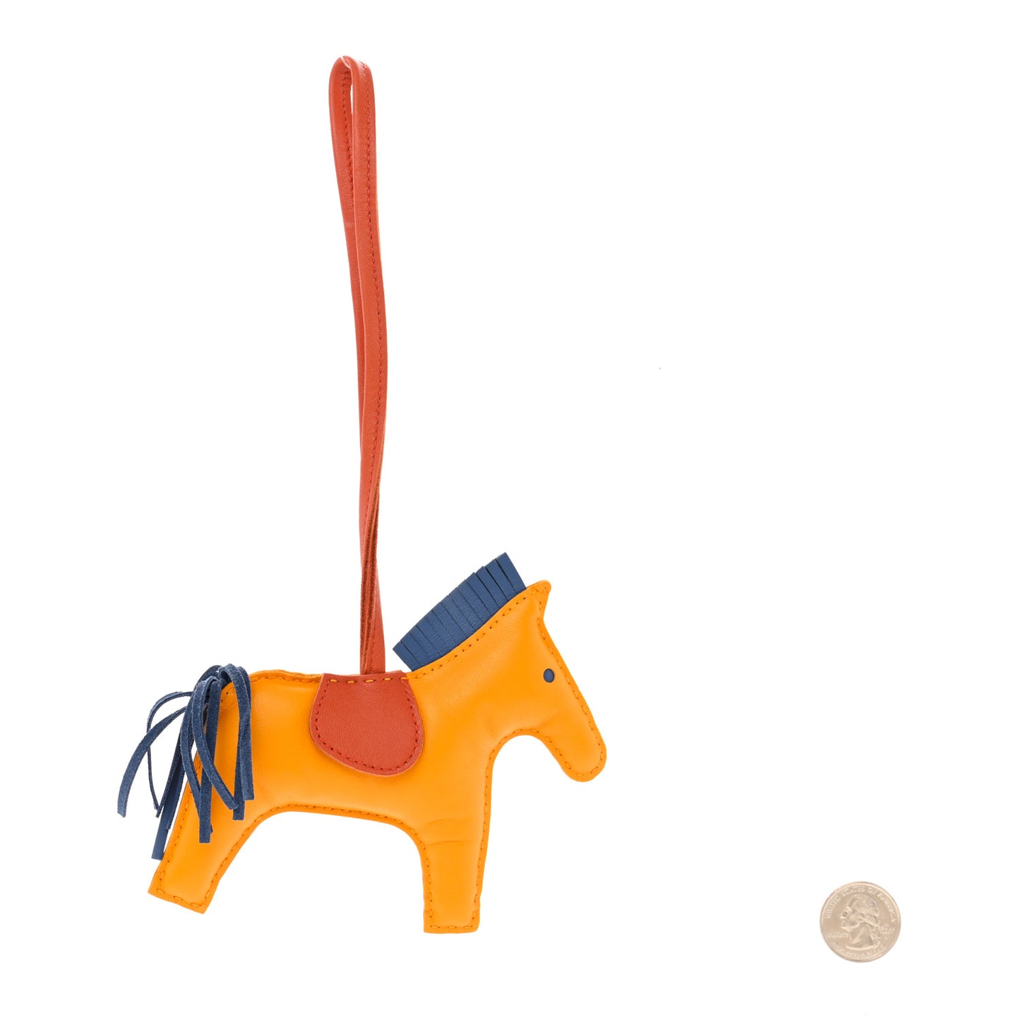 Milo Lambskin Grigri Rodeo Horse Bag Charm MM Jaune D'Or Bleu Agate Cornaline