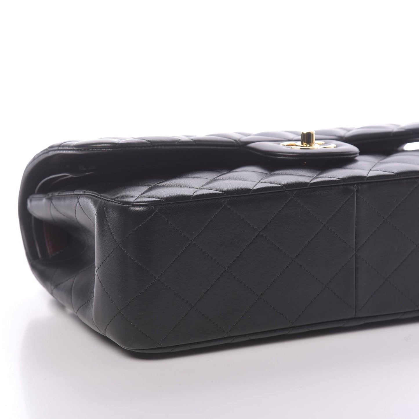 Lambskin Quilted Jumbo Double Flap Black