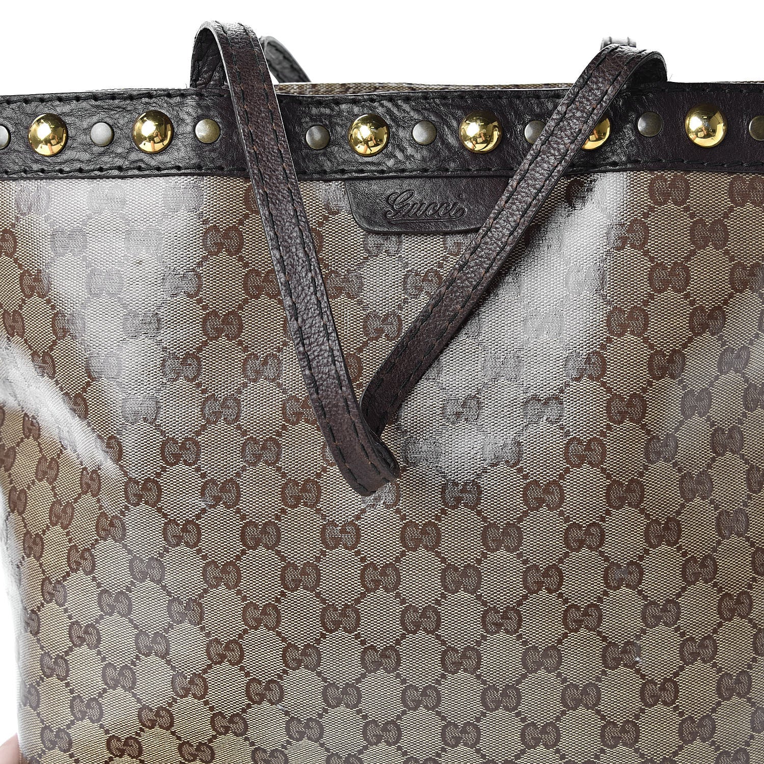 Gucci Crystal Monogram Large Babouska Vertical Shopping Tote Brown 11 of 14