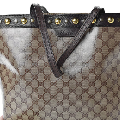 Gucci Crystal Monogram Large Babouska Vertical Shopping Tote Brown 11 of 14