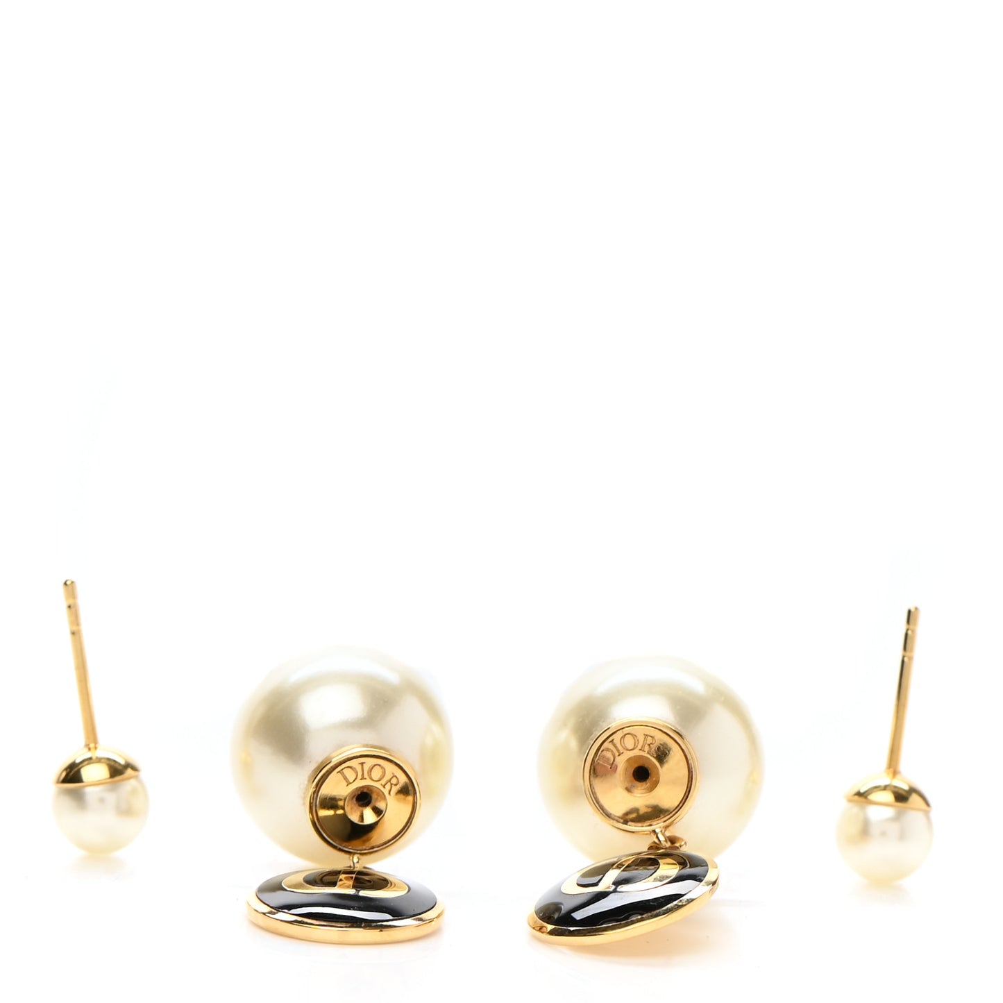 Pearl Logo Tribal Earrings Gold Black
