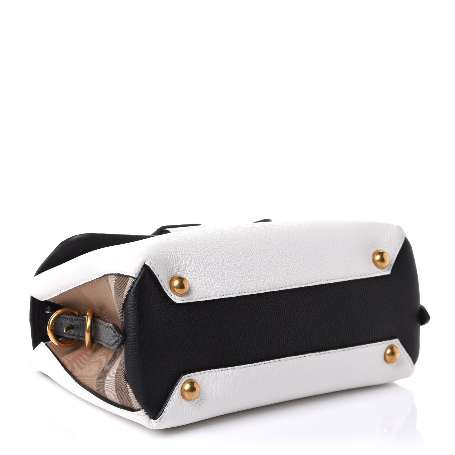 Burberry Derby Calfskin House Check Small Camberley Chalk White Black 5 of 12