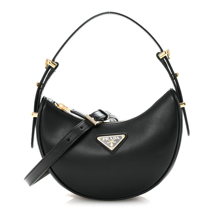 Prada Soft Calfskin Arque Shoulder Bag Black 1 of 9