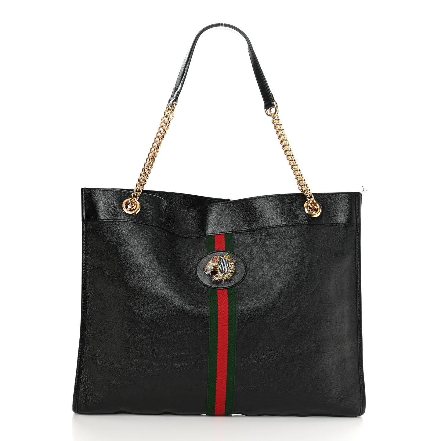 Calfskin Large Rajah Chain Tote Black