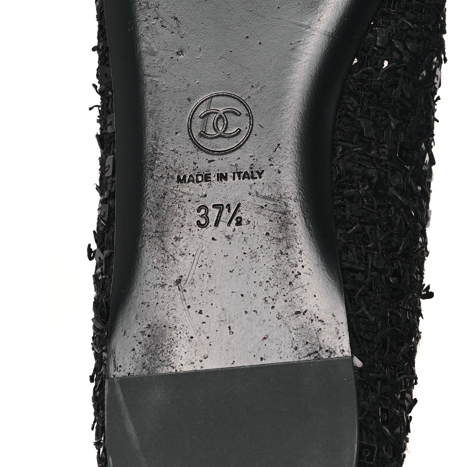 Chanel Tweed Sequin Mary Jane Flats 37.5 Black 7 of 9
