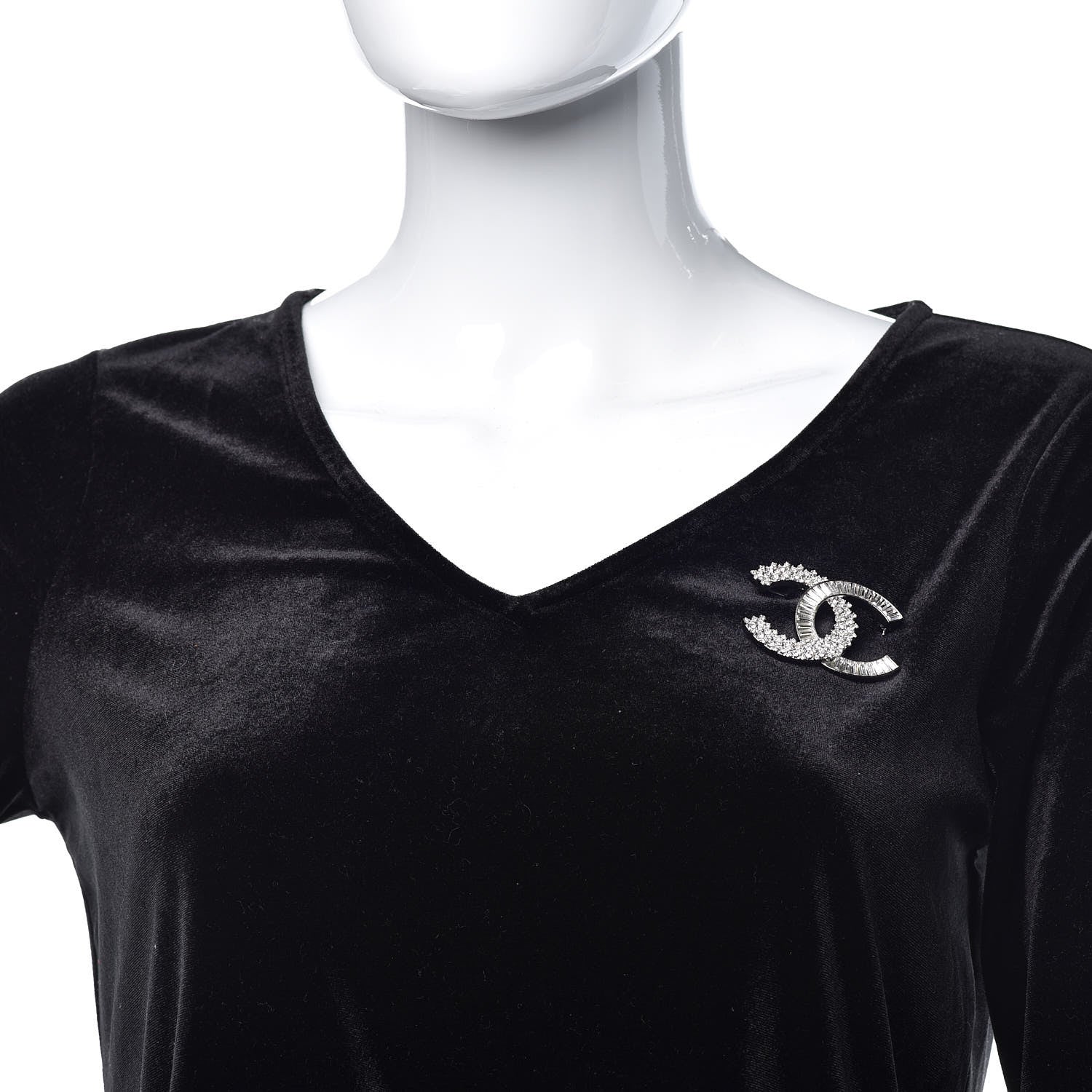 Chanel Baguette Crystal CC Brooch Silver 2 of 5