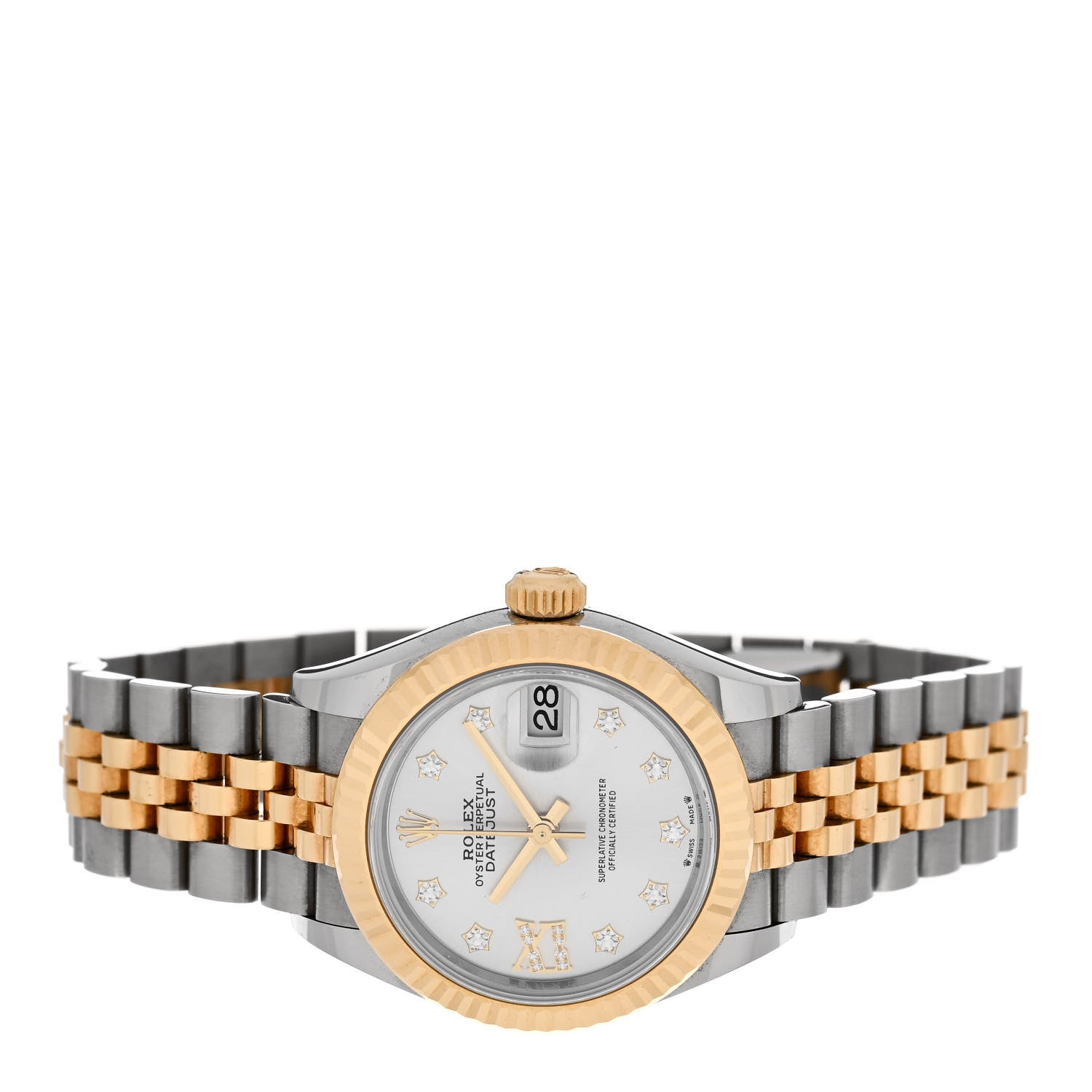 Rolex Stainless Steel 18K Yellow Gold Diamond 28mm Oyster Perpetual Datejust Watch Silver 279173 2 of 5