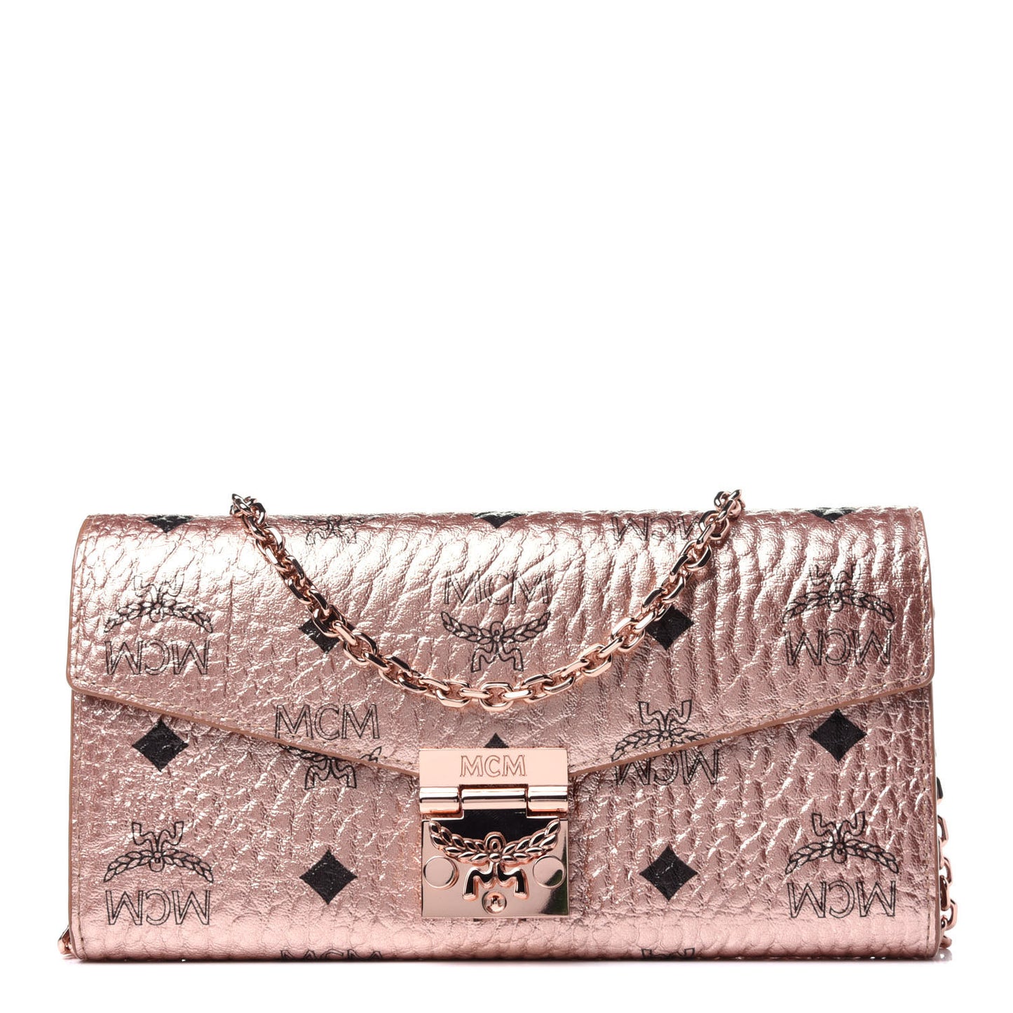 Metallic Visetos Patricia Wallet On Chain Champagne Gold