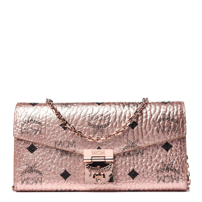 MCM Metallic Visetos Patricia Wallet On Chain Champagne Gold 1 of 11