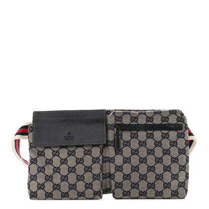 Gucci GG Monogram Web Double Pocket Belt Bag Navy 1 of 8