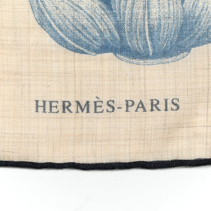 Hermes Cashmere Index Palmarum Light Scarf 90 Beige Chine Anthracite Bleu 2 of 5