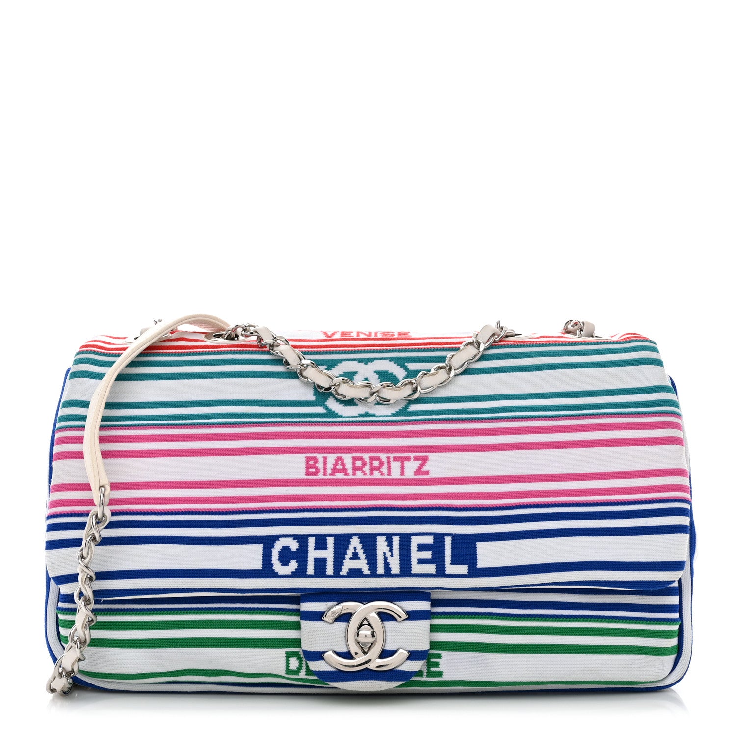 Chanel Mixed Fibers Lambskin Venise Biarritz Flap Bag Multicolor White 1 of 11