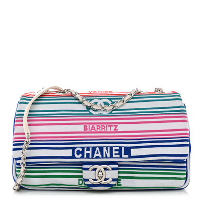Chanel Mixed Fibers Lambskin Venise Biarritz Flap Bag Multicolor White 1 of 11
