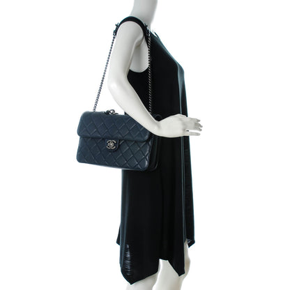 Chanel Goatskin Quilted Large Perfect Edge Flap Navy 2 of 7