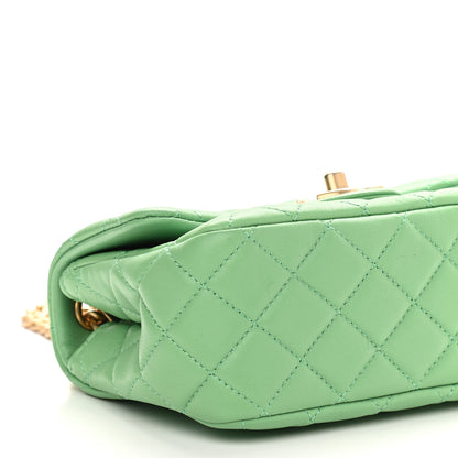 Chanel Lambskin Resin Quilted Mini Pearl Samba Square Flap Green 8 of 9