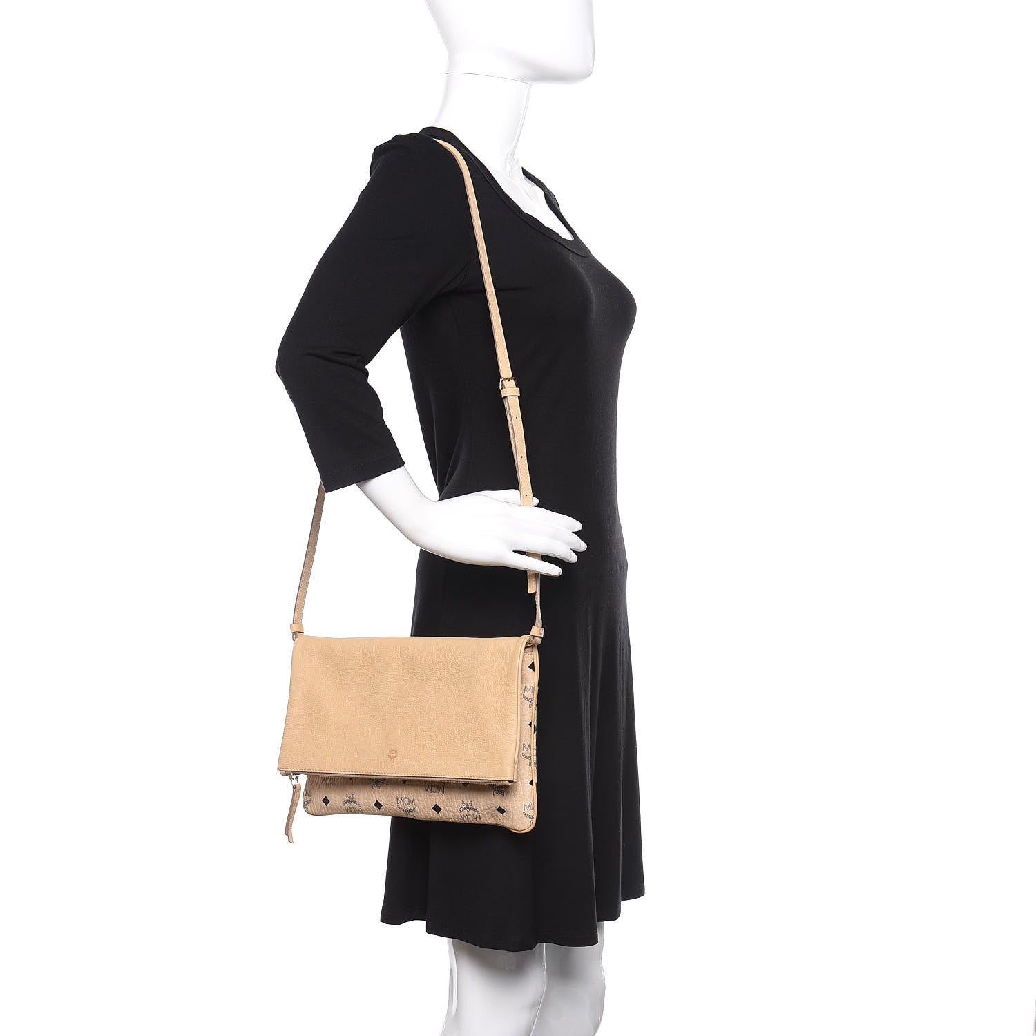 MCM Visetos Corina Foldover Crossbody Bag Latte Beige 2 of 10