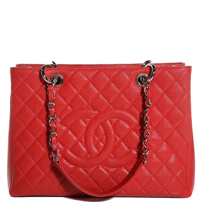 Chanel Caviar Quilted Grand Shopping Tote GST Red 1 of 8