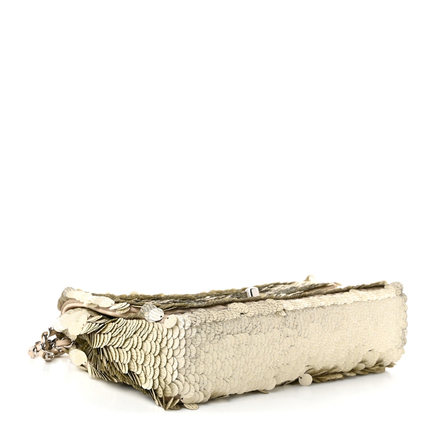 Sequin Paillette Small Flap Beige